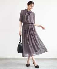 FKHJD28150 MK MICHEL KLEIN(MK ミッシェルクラン) [洗える]ジオメットリック柄シフォンスカート グリーン