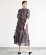 FKHJD28150 MK MICHEL KLEIN(MK ミッシェルクラン) [洗える]ジオメットリック柄シフォンスカート グリーン