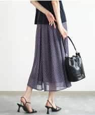 FKHJD28150 MK MICHEL KLEIN(MK ミッシェルクラン) [洗える]ジオメットリック柄シフォンスカート ブルー