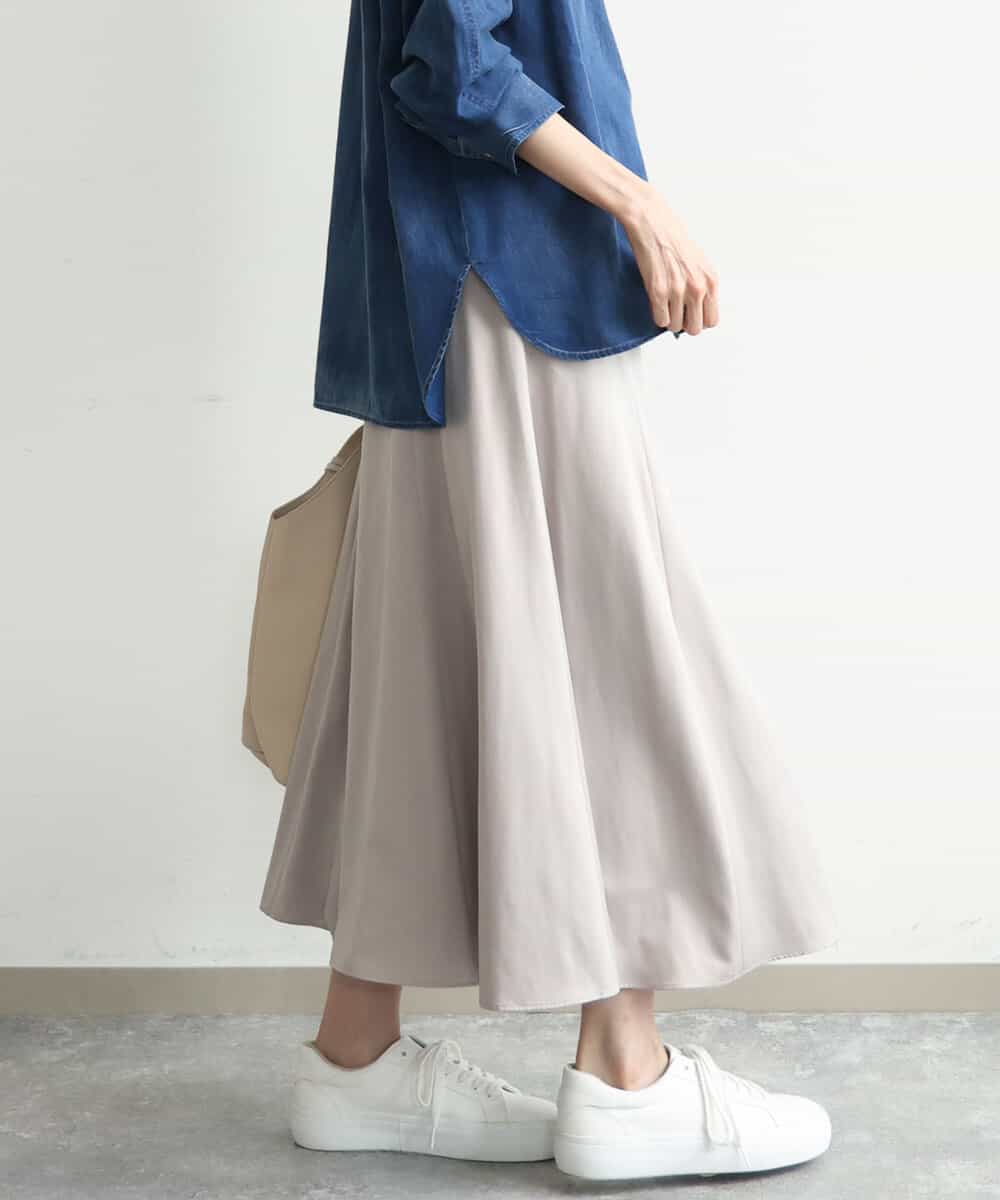 FKHJD30170 MK MICHEL KLEIN(MK ミッシェルクラン) [洗える]起毛サテンマーメイドシルエットスカート グレージュ