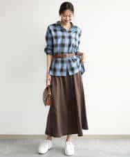 FKHJD30170 MK MICHEL KLEIN(MK ミッシェルクラン) [洗える]起毛サテンマーメイドシルエットスカート グレージュ