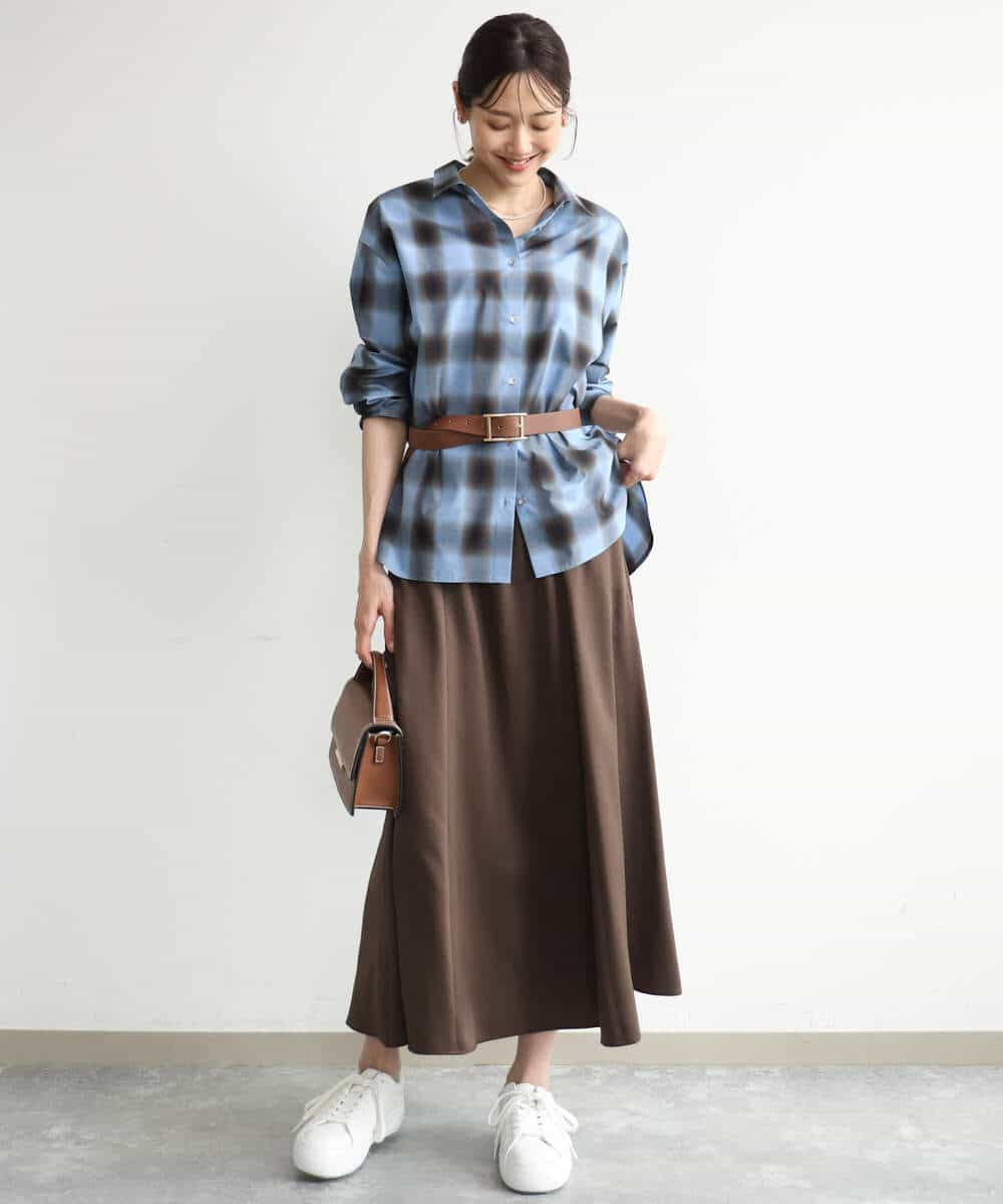 FKHJD30170 MK MICHEL KLEIN(MK ミッシェルクラン) [洗える]起毛サテンマーメイドシルエットスカート グレージュ