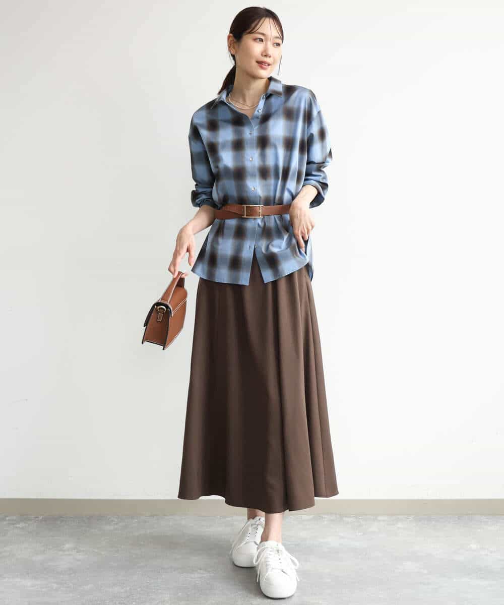 FKHJD30170 MK MICHEL KLEIN(MK ミッシェルクラン) [洗える]起毛サテンマーメイドシルエットスカート グレージュ