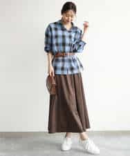 FKHJD30170 MK MICHEL KLEIN(MK ミッシェルクラン) [洗える]起毛サテンマーメイドシルエットスカート グレージュ