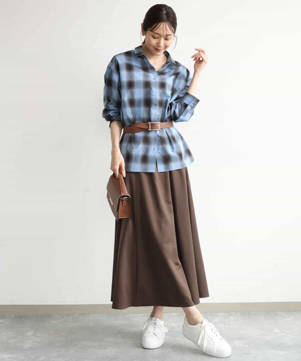 FKHJD30170 MK MICHEL KLEIN(MK ミッシェルクラン) [洗える]起毛サテンマーメイドシルエットスカート グレージュ