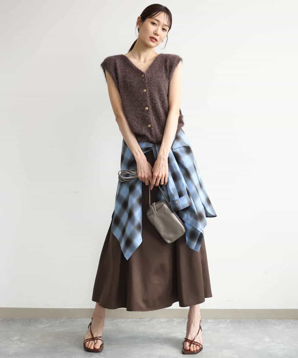 FKHJD30170 MK MICHEL KLEIN(MK ミッシェルクラン) [洗える]起毛サテンマーメイドシルエットスカート グレージュ