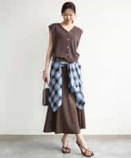FKHJD30170 MK MICHEL KLEIN(MK ミッシェルクラン) [洗える]起毛サテンマーメイドシルエットスカート グレージュ