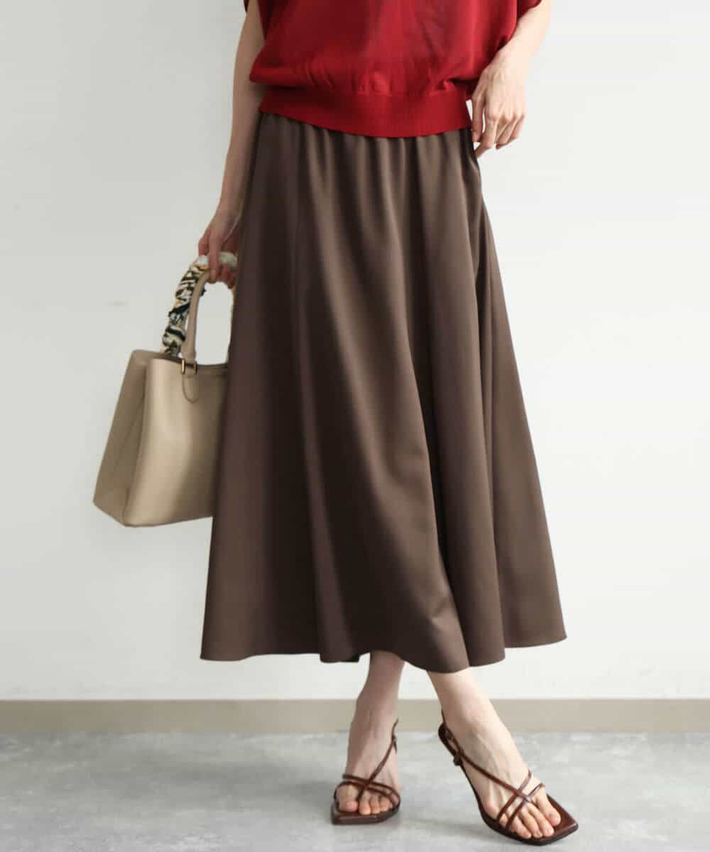 FKHJD30170 MK MICHEL KLEIN(MK ミッシェルクラン) [洗える]起毛サテンマーメイドシルエットスカート グレージュ