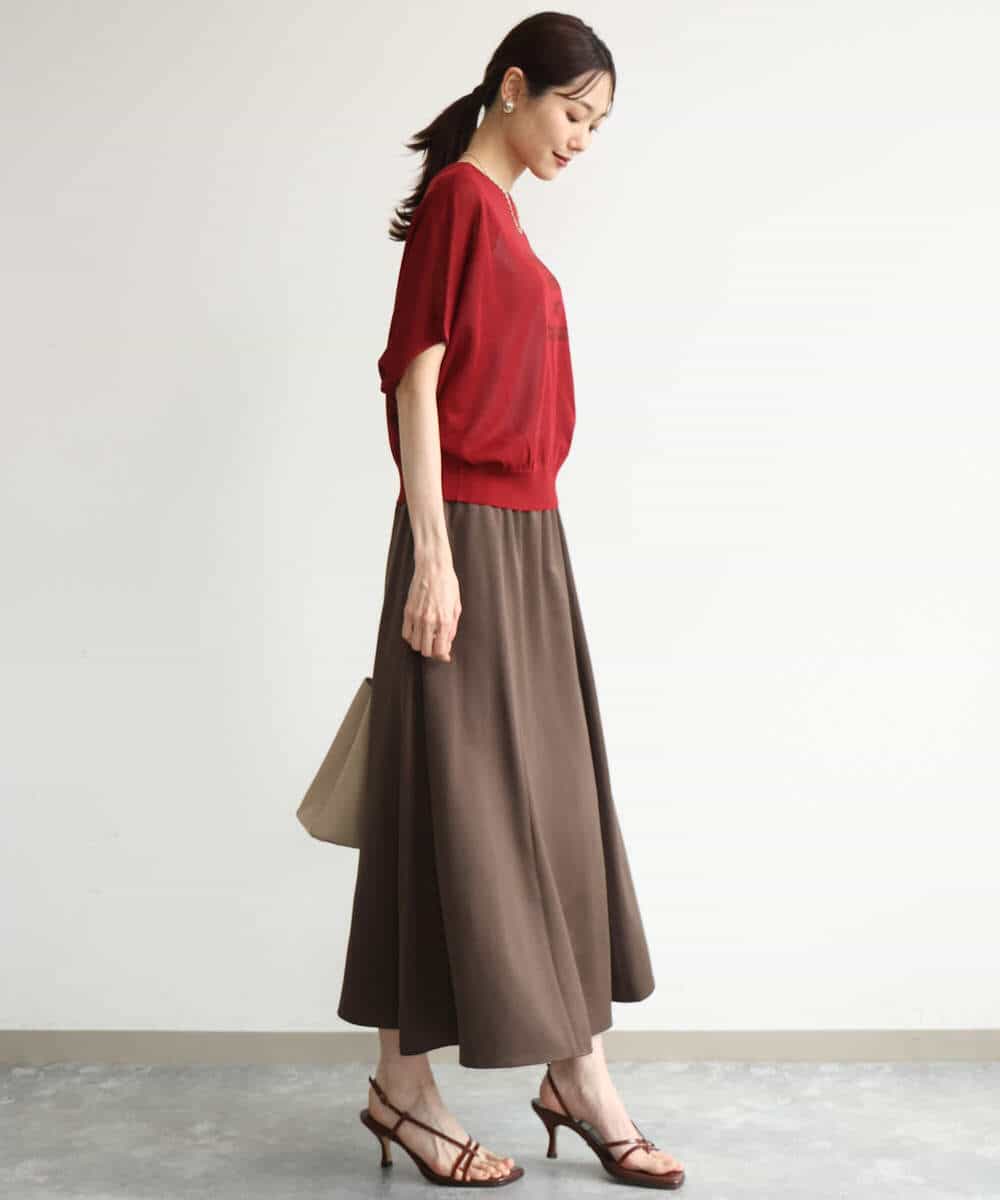 FKHJD30170 MK MICHEL KLEIN(MK ミッシェルクラン) [洗える]起毛サテンマーメイドシルエットスカート グレージュ