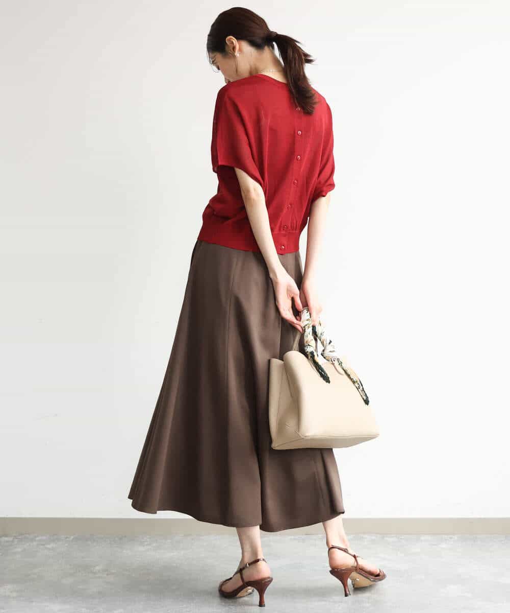FKHJD30170 MK MICHEL KLEIN(MK ミッシェルクラン) [洗える]起毛サテンマーメイドシルエットスカート グレージュ