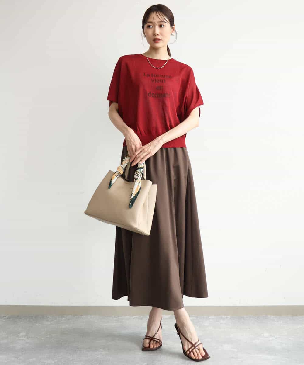 FKHJD30170 MK MICHEL KLEIN(MK ミッシェルクラン) [洗える]起毛サテンマーメイドシルエットスカート グレージュ