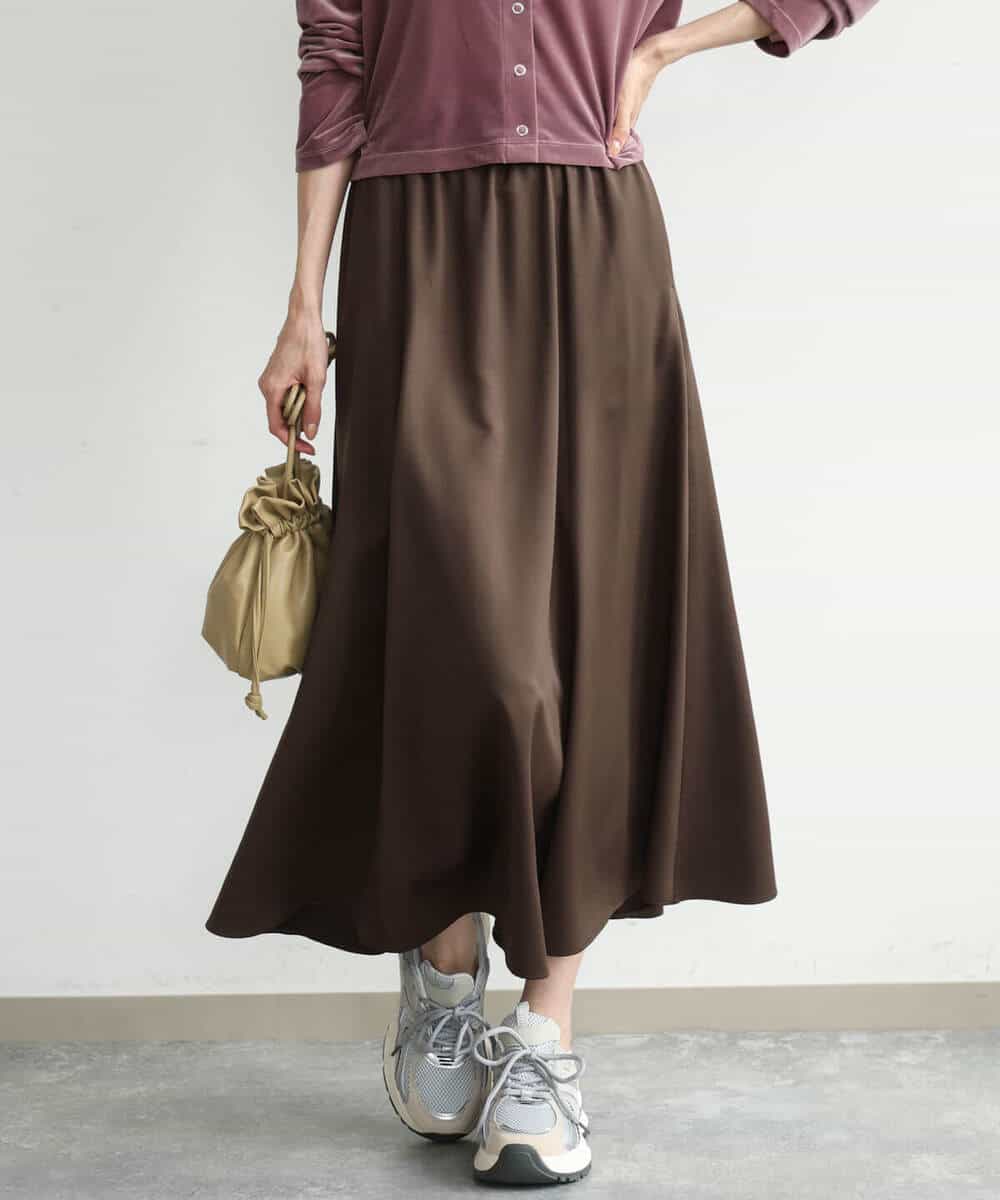 FKHJD30170 MK MICHEL KLEIN(MK ミッシェルクラン) [洗える]起毛サテンマーメイドシルエットスカート グレージュ