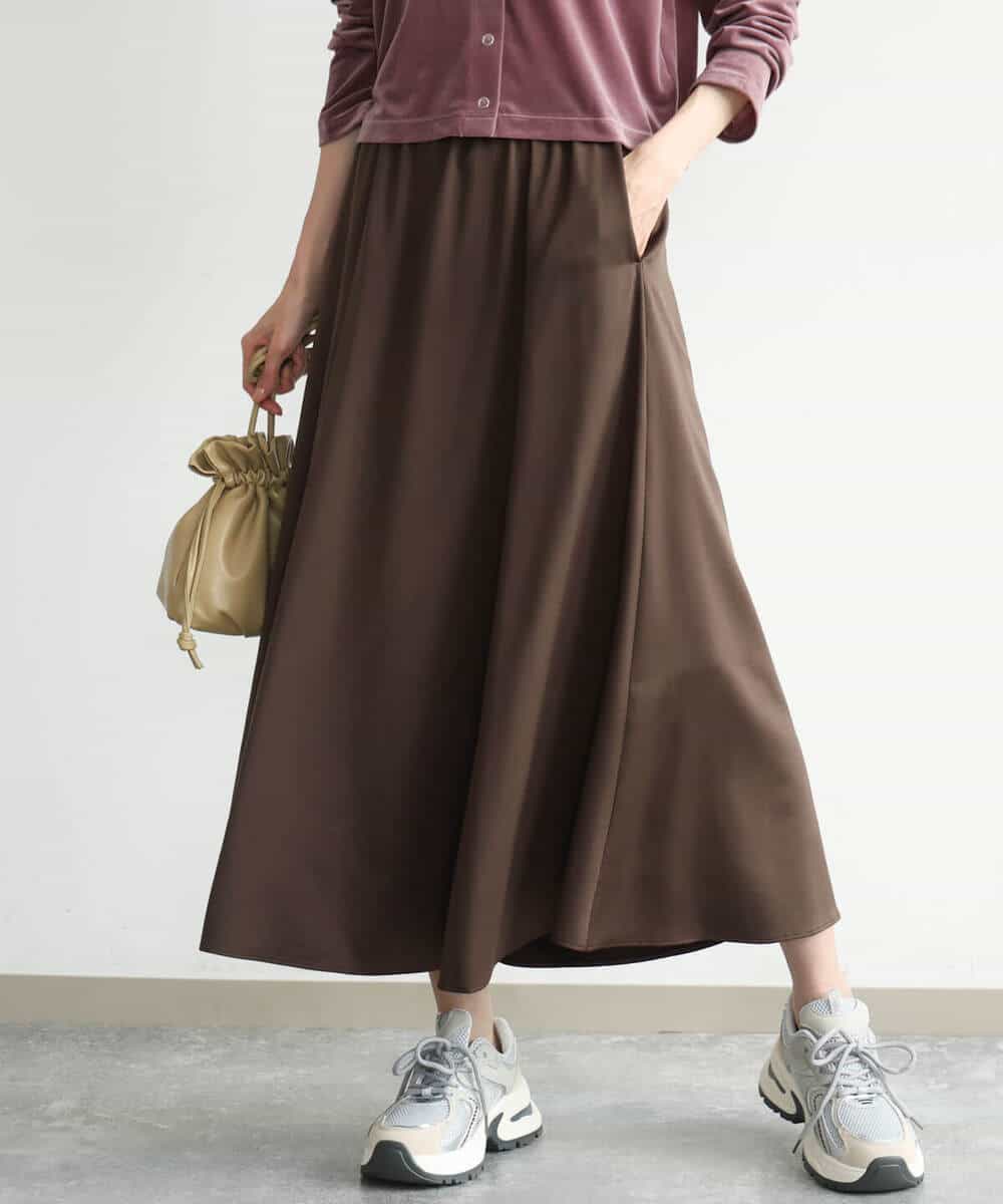 FKHJD30170 MK MICHEL KLEIN(MK ミッシェルクラン) [洗える]起毛サテンマーメイドシルエットスカート グレージュ