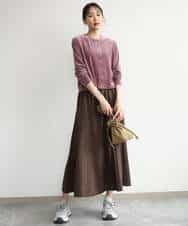 FKHJD30170 MK MICHEL KLEIN(MK ミッシェルクラン) [洗える]起毛サテンマーメイドシルエットスカート グレージュ