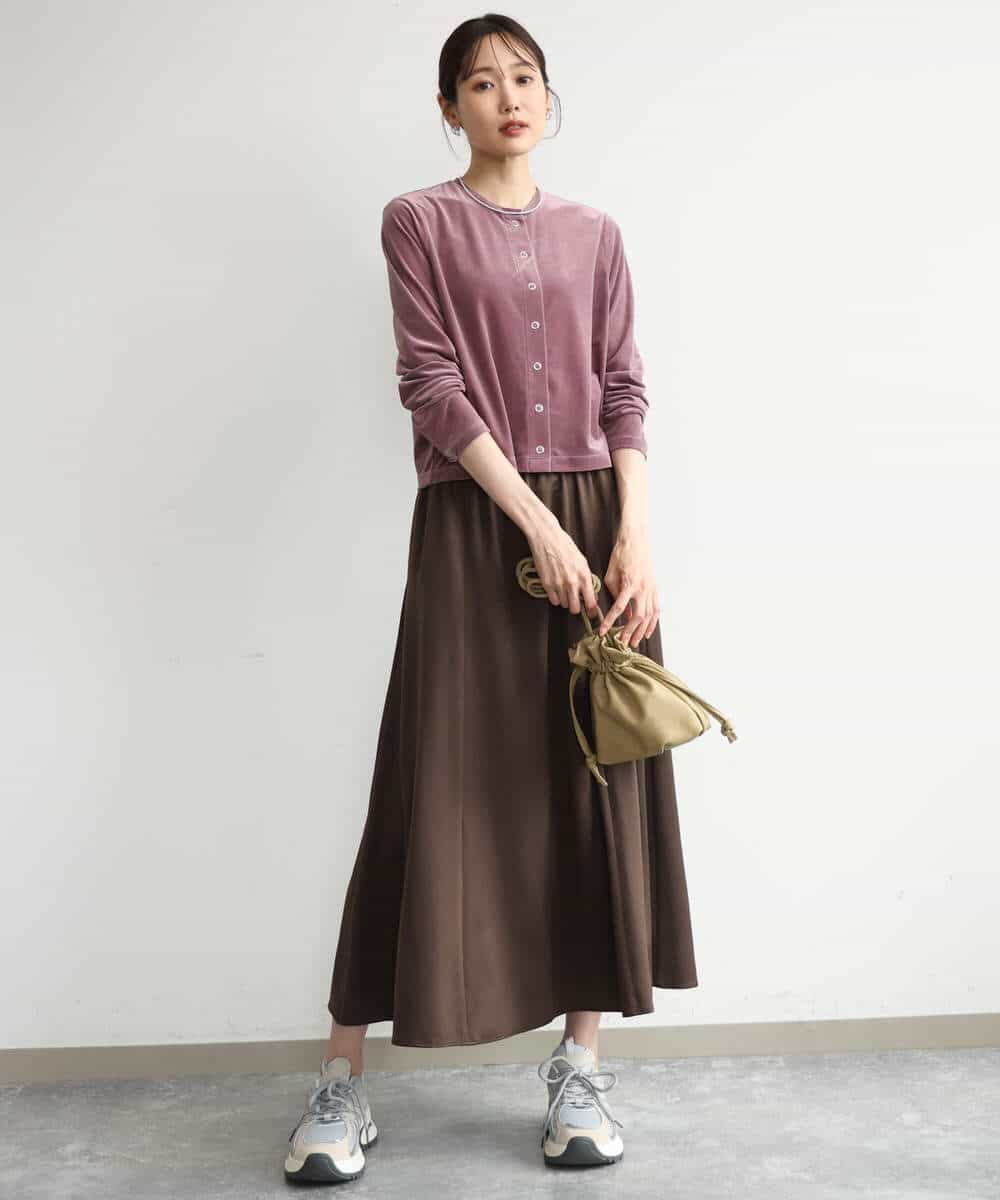 FKHJD30170 MK MICHEL KLEIN(MK ミッシェルクラン) [洗える]起毛サテンマーメイドシルエットスカート グレージュ