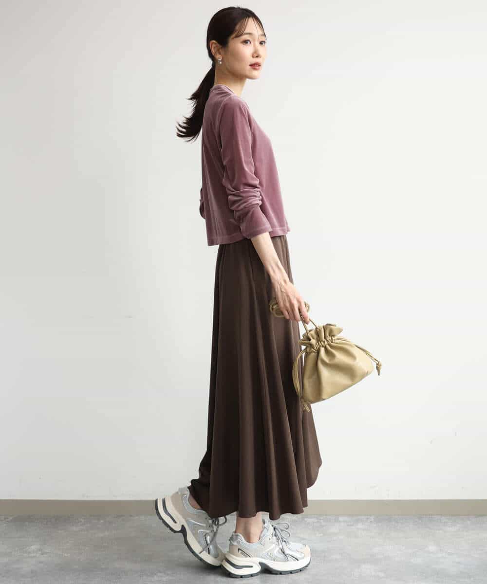 FKHJD30170 MK MICHEL KLEIN(MK ミッシェルクラン) [洗える]起毛サテンマーメイドシルエットスカート グレージュ
