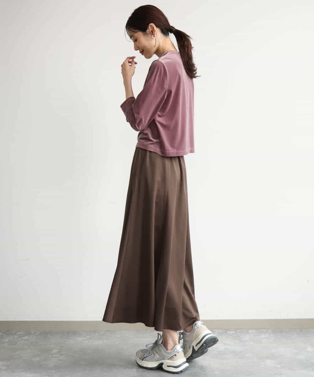 FKHJD30170 MK MICHEL KLEIN(MK ミッシェルクラン) [洗える]起毛サテンマーメイドシルエットスカート グレージュ