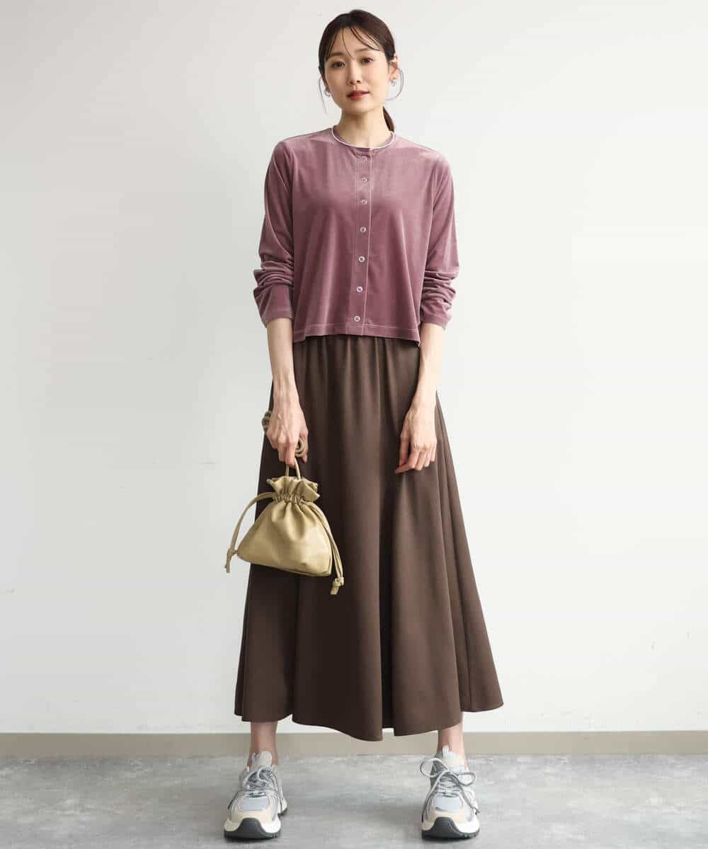 FKHJD30170 MK MICHEL KLEIN(MK ミッシェルクラン) [洗える]起毛サテンマーメイドシルエットスカート グレージュ
