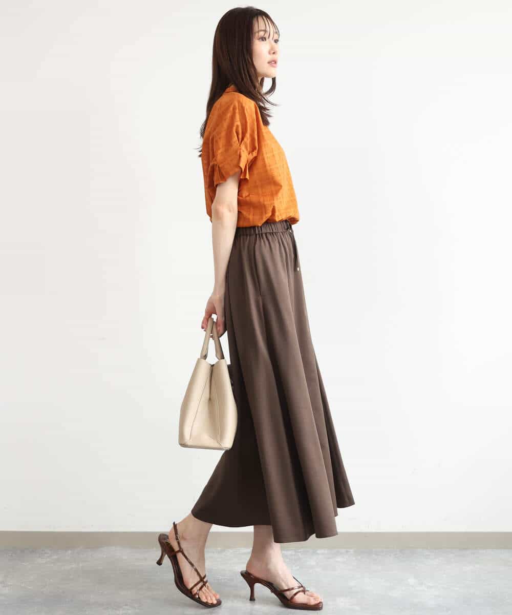 FKHJD30170 MK MICHEL KLEIN(MK ミッシェルクラン) [洗える]起毛サテンマーメイドシルエットスカート グレージュ