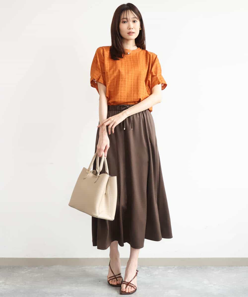 FKHJD30170 MK MICHEL KLEIN(MK ミッシェルクラン) [洗える]起毛サテンマーメイドシルエットスカート グレージュ
