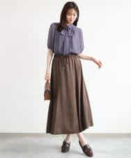FKHJD30170 MK MICHEL KLEIN(MK ミッシェルクラン) [洗える]起毛サテンマーメイドシルエットスカート グレージュ