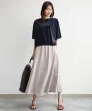 FKHJD30170 MK MICHEL KLEIN(MK ミッシェルクラン) [洗える]起毛サテンマーメイドシルエットスカート グレージュ
