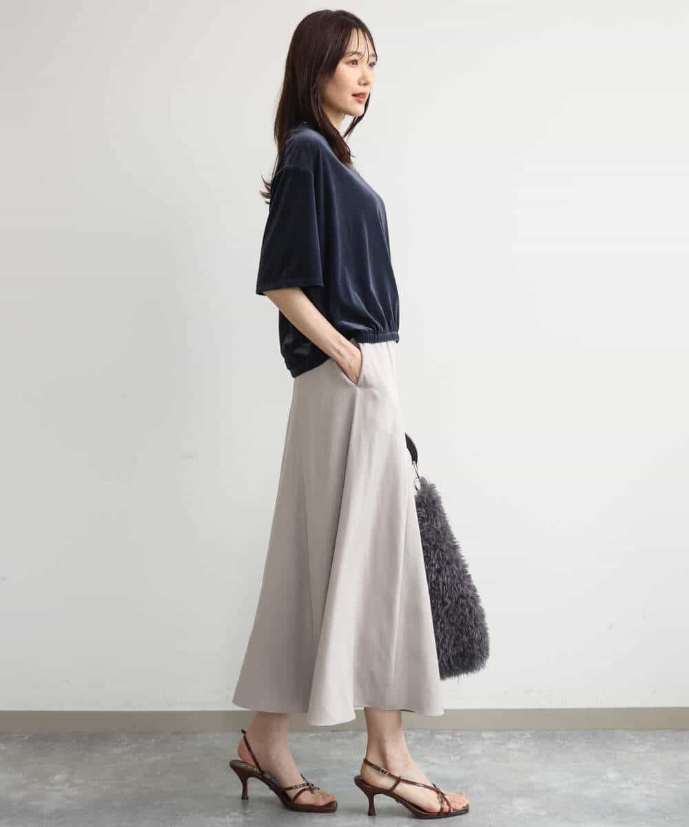 FKHJD30170 MK MICHEL KLEIN(MK ミッシェルクラン) [洗える]起毛サテンマーメイドシルエットスカート グレージュ