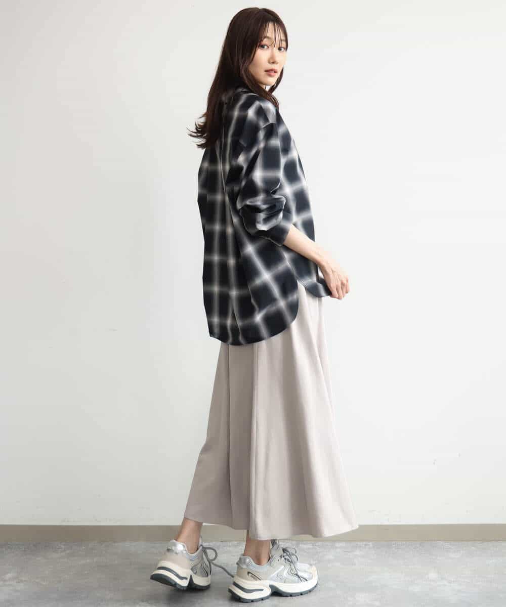 FKHJD30170 MK MICHEL KLEIN(MK ミッシェルクラン) [洗える]起毛サテンマーメイドシルエットスカート グレージュ