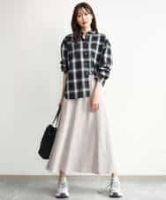 FKHJD30170 MK MICHEL KLEIN(MK ミッシェルクラン) [洗える]起毛サテンマーメイドシルエットスカート グレージュ