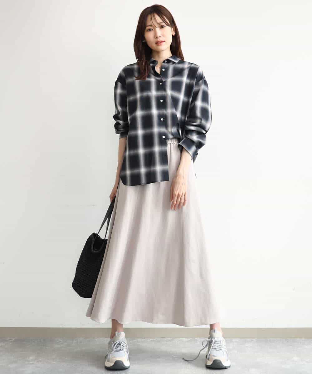 FKHJD30170 MK MICHEL KLEIN(MK ミッシェルクラン) [洗える]起毛サテンマーメイドシルエットスカート グレージュ