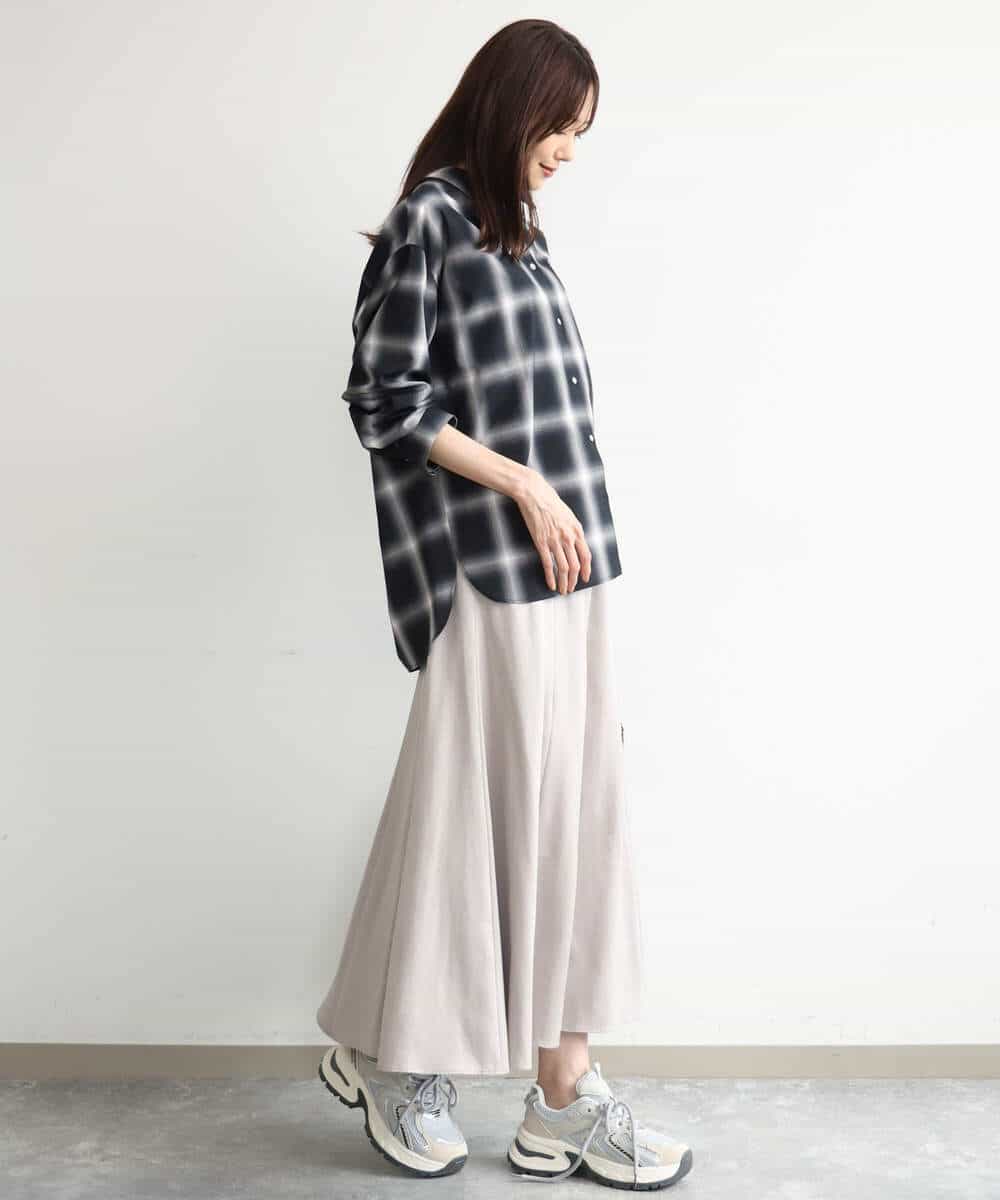 FKHJD30170 MK MICHEL KLEIN(MK ミッシェルクラン) [洗える]起毛サテンマーメイドシルエットスカート グレージュ