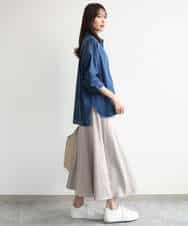 FKHJD30170 MK MICHEL KLEIN(MK ミッシェルクラン) [洗える]起毛サテンマーメイドシルエットスカート グレージュ