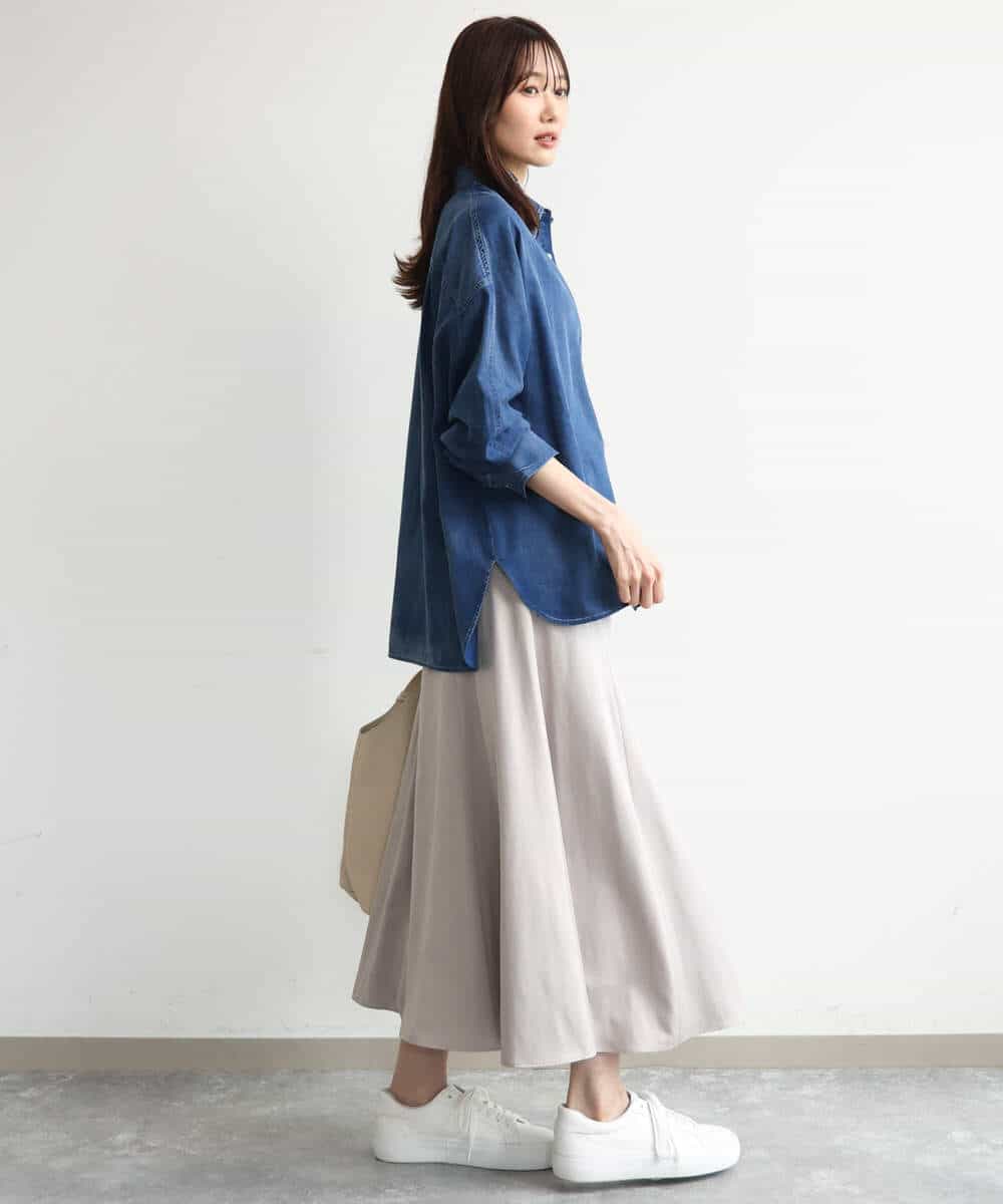 FKHJD30170 MK MICHEL KLEIN(MK ミッシェルクラン) [洗える]起毛サテンマーメイドシルエットスカート グレージュ