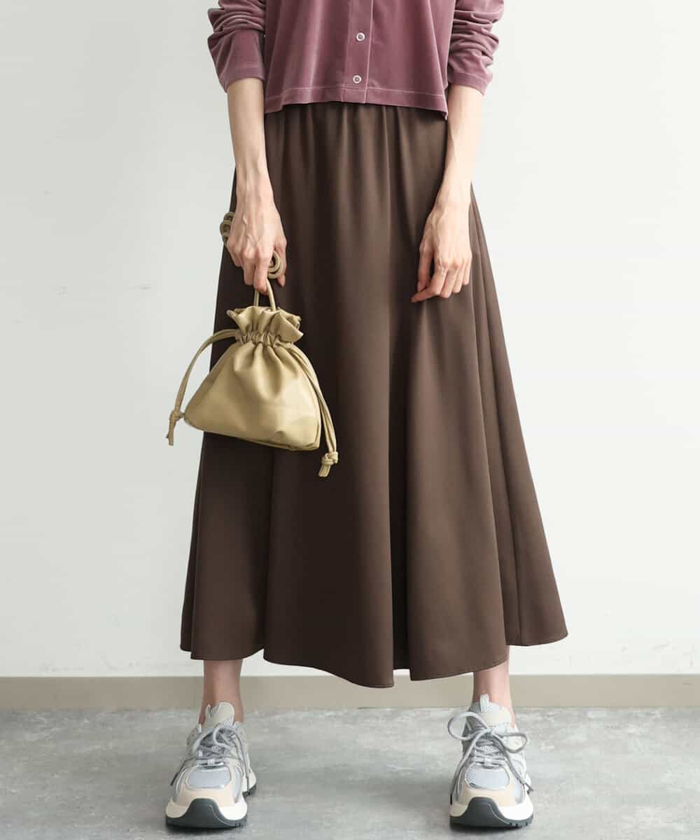FKHJD30170 MK MICHEL KLEIN(MK ミッシェルクラン) [洗える]起毛サテンマーメイドシルエットスカート ブラウン