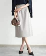 FKHJD31160 MK MICHEL KLEIN(MK ミッシェルクラン) [洗える]グレンチェック柄タイトスカート グレージュ