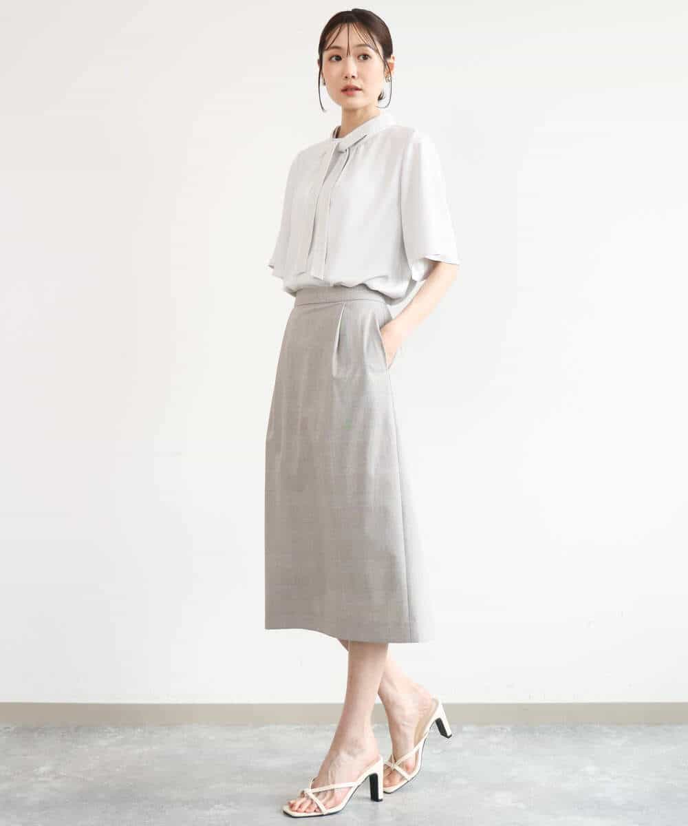 FKHJD31160 MK MICHEL KLEIN(MK ミッシェルクラン) [洗える]グレンチェック柄タイトスカート ブラウン