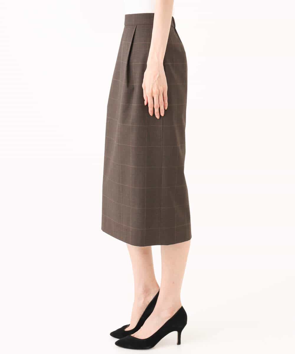 FKHJD31160 MK MICHEL KLEIN(MK ミッシェルクラン) [洗える]グレンチェック柄タイトスカート ブラウン