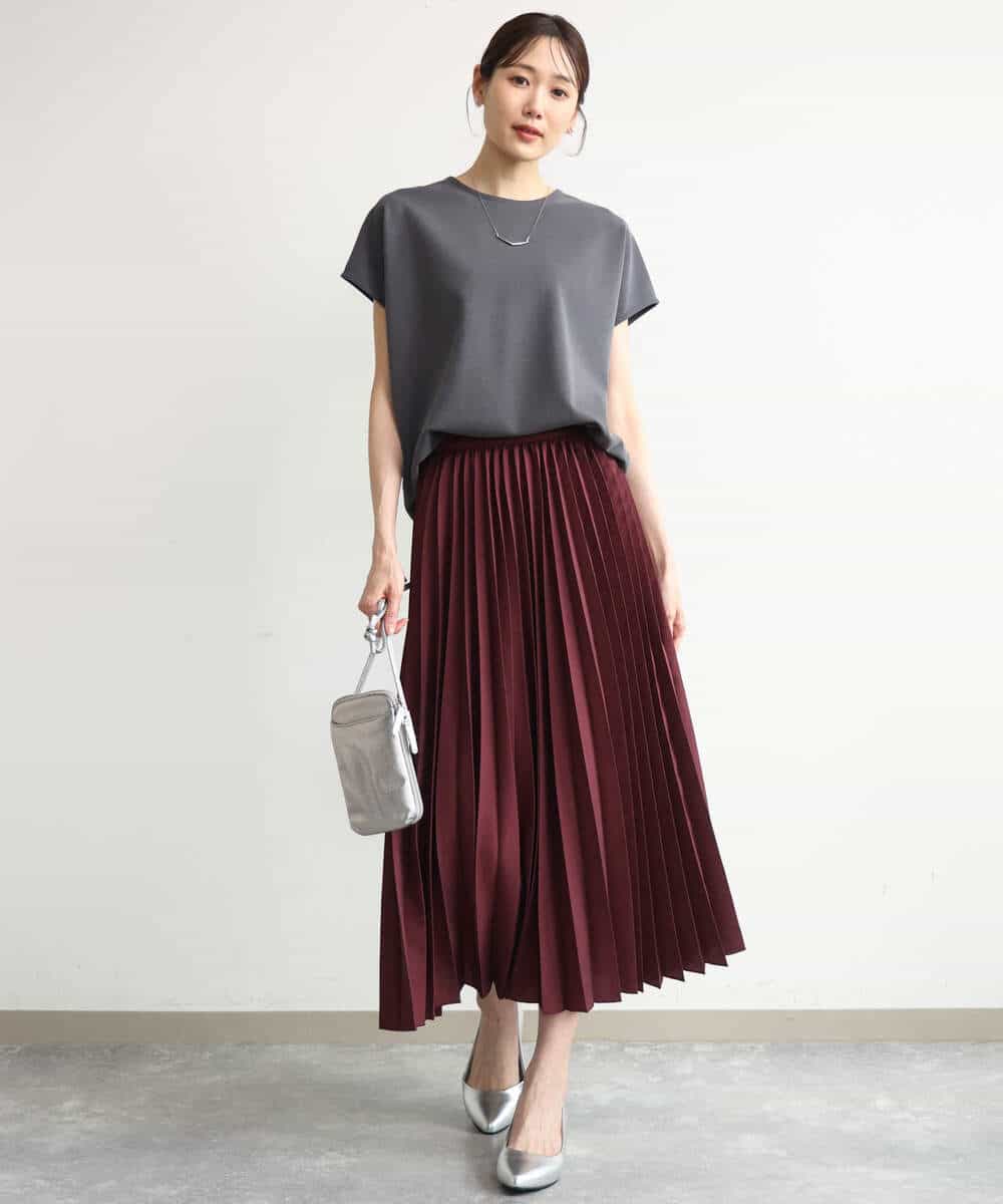 FKHJD32180 MK MICHEL KLEIN(MK ミッシェルクラン) [洗える]オーガンジープリーツスカート ブラック