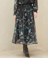 FKHJD37150 MK MICHEL KLEIN(MK ミッシェルクラン) [洗える]水彩花柄シフォンスカート ダークブラウン