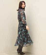 FKHJD37150 MK MICHEL KLEIN(MK ミッシェルクラン) [洗える]水彩花柄シフォンスカート ダークブラウン