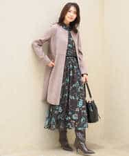 FKHJD37150 MK MICHEL KLEIN(MK ミッシェルクラン) [洗える]水彩花柄シフォンスカート ダークブラウン