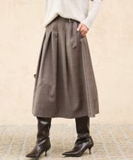 FKHJD40180 MK MICHEL KLEIN(MK ミッシェルクラン) [洗える]グレンチェック柄ラップ風タックスカート ブラウン