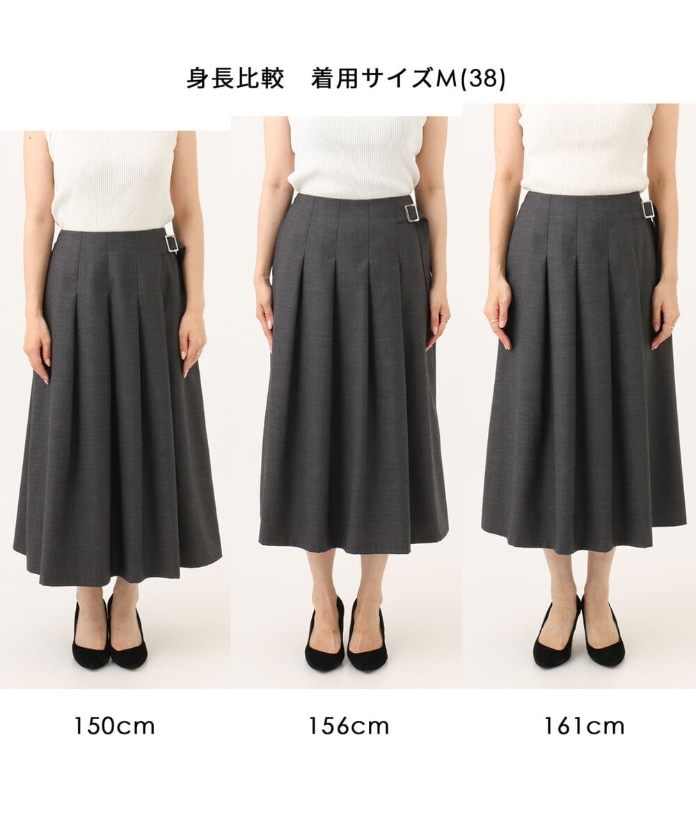 FKHJD40180 MK MICHEL KLEIN(MK ミッシェルクラン) [洗える]グレンチェック柄ラップ風タックスカート ダークグレー