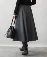 FKHJD40180 MK MICHEL KLEIN(MK ミッシェルクラン) [洗える]グレンチェック柄ラップ風タックスカート ダークグレー