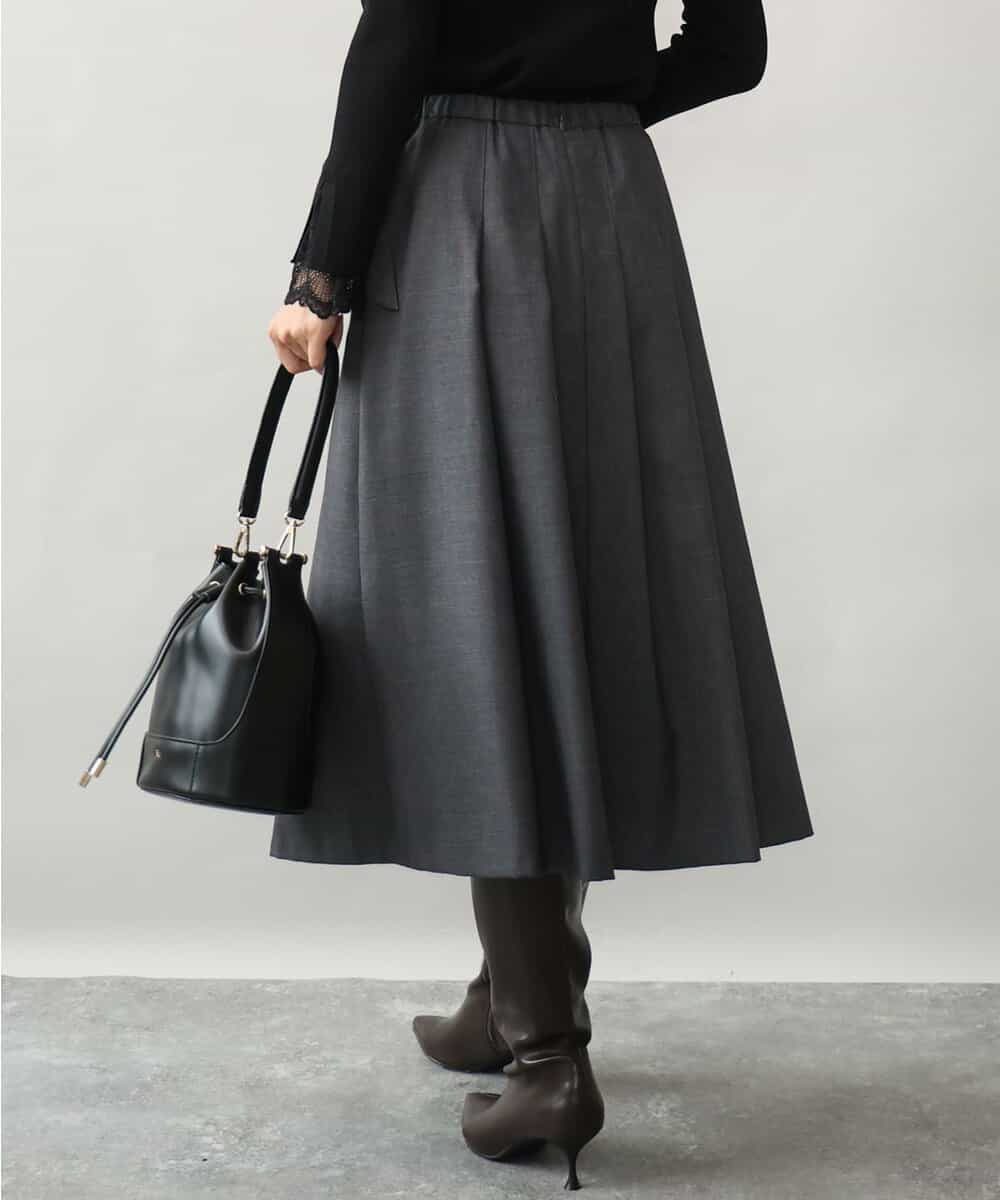 FKHJD40180 MK MICHEL KLEIN(MK ミッシェルクラン) [洗える]グレンチェック柄ラップ風タックスカート ダークグレー