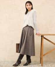 FKHJD40180 MK MICHEL KLEIN(MK ミッシェルクラン) [洗える]グレンチェック柄ラップ風タックスカート ダークグレー