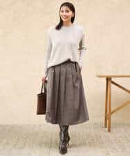 FKHJD40180 MK MICHEL KLEIN(MK ミッシェルクラン) [洗える]グレンチェック柄ラップ風タックスカート ダークグレー