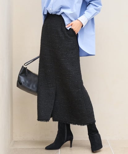 FKHJD41190 MK MICHEL KLEIN [洗える]ツイードライクIラインスカート
