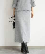 FKHJD41190 MK MICHEL KLEIN(MK ミッシェルクラン) [洗える]ツイードライクIラインスカート グレー