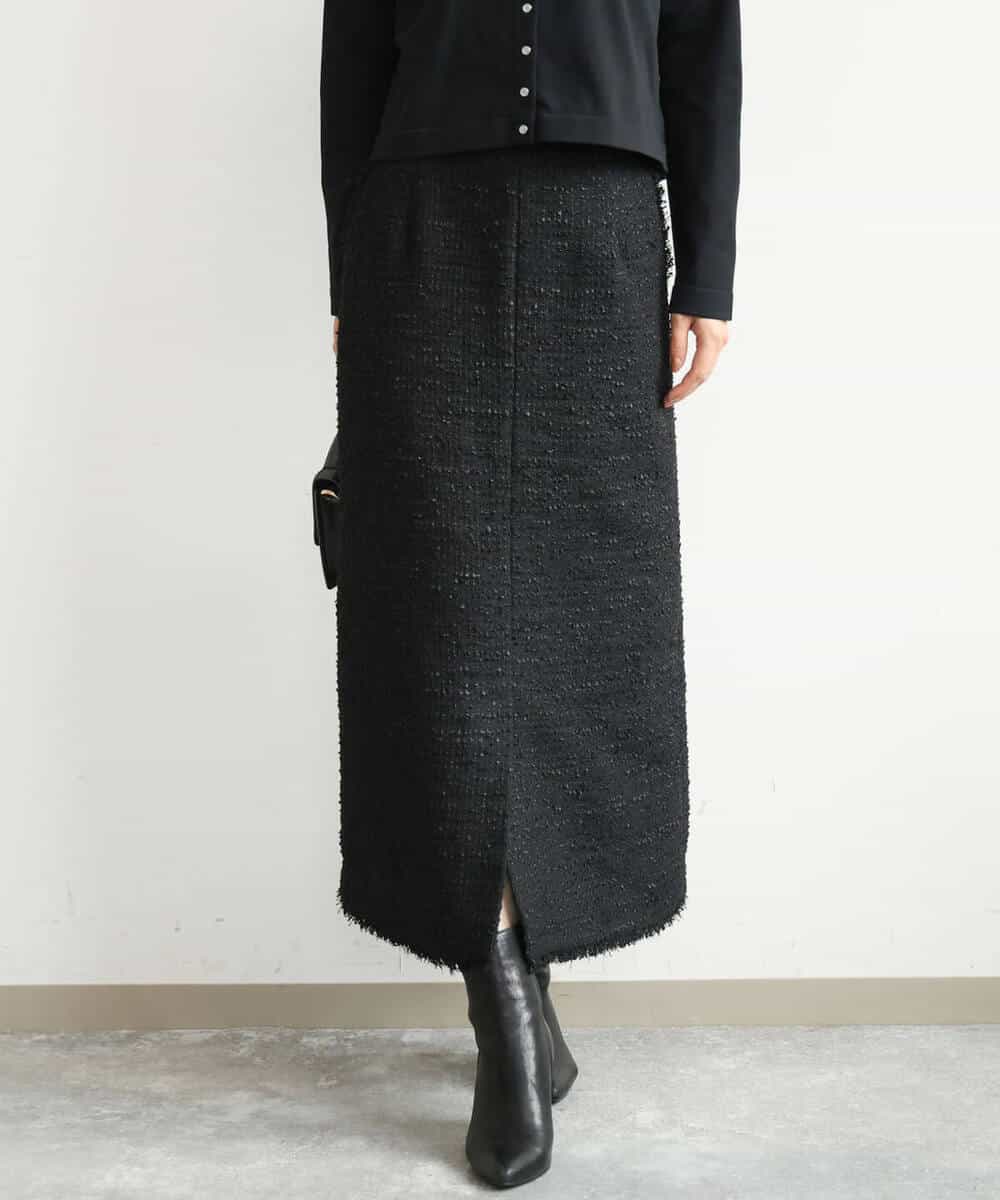 FKHJD41190 MK MICHEL KLEIN(MK ミッシェルクラン) [洗える]ツイードライクIラインスカート ブラック